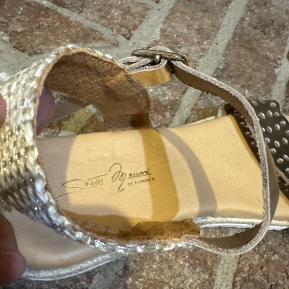 Sesto Meucci Zammy Perforated Wedge Sandal Platino Size 8 - Picture 11 of 16